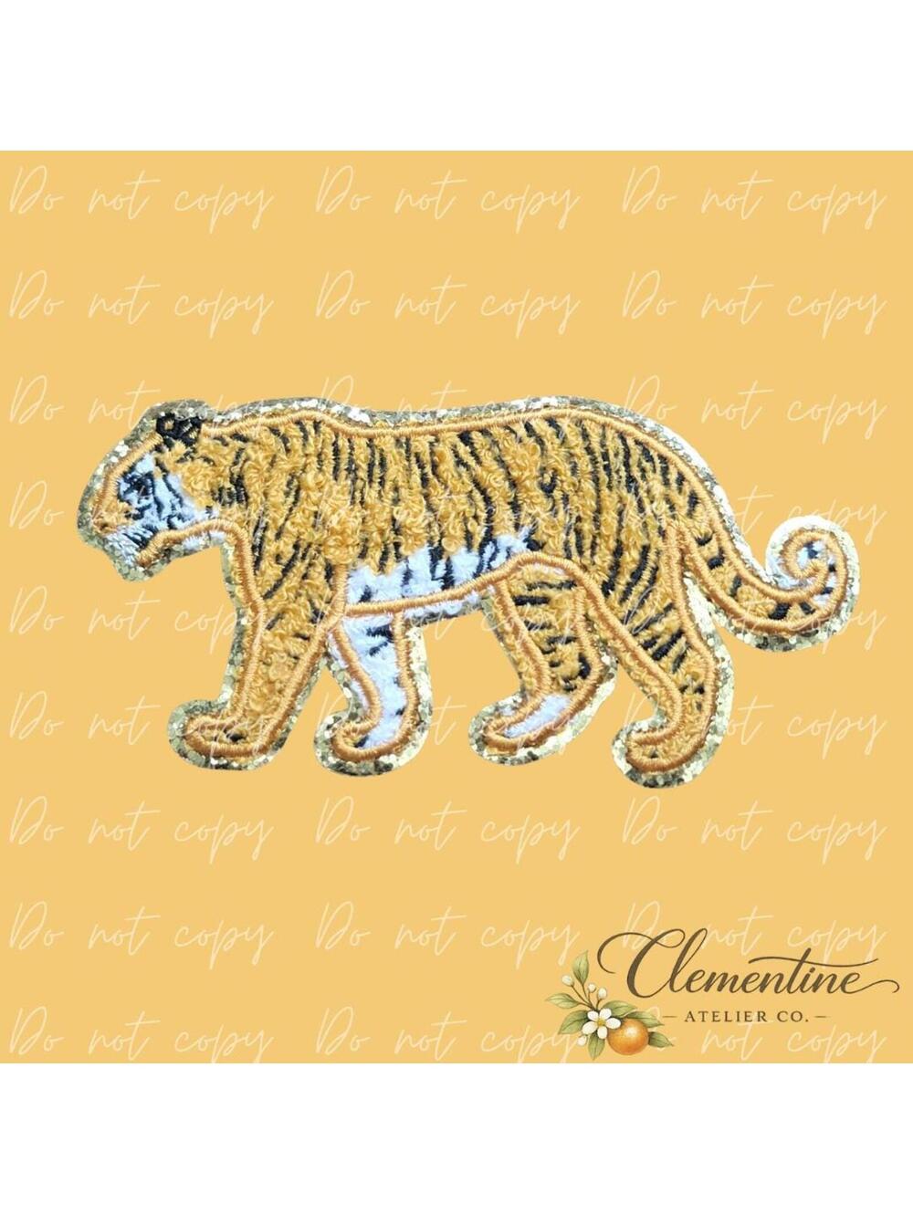 Small Tiger Patch: Chenille Mascot Applique Iron-on Patch